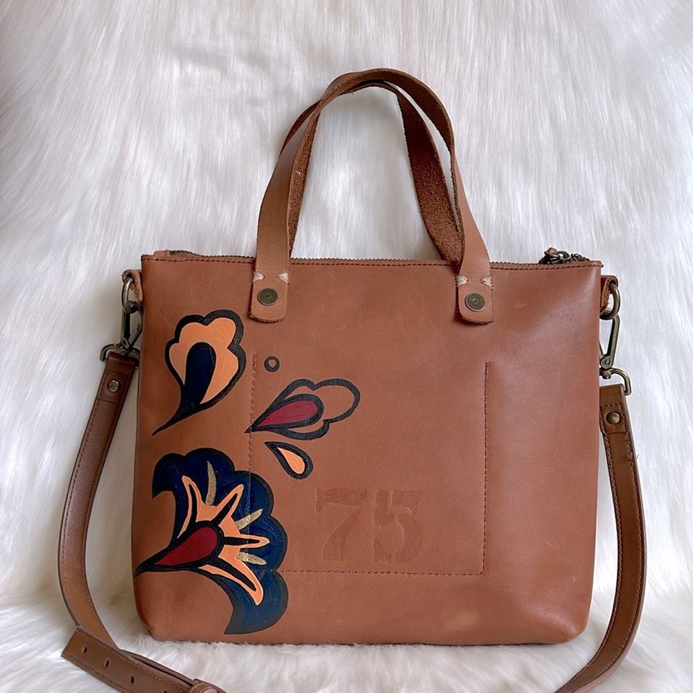 Floral Brown Leather Crossbody Bag - Picture 2 of 15